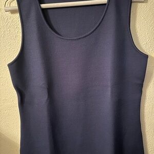 St. John Blue Fitted Sleeveless Tank Top